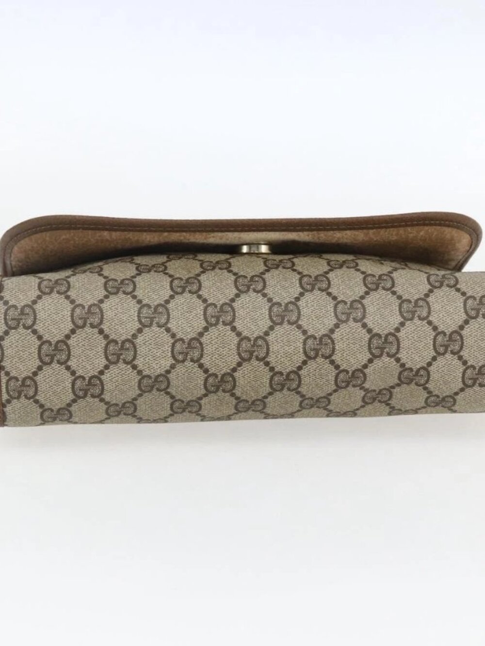 GUCCI GG Supreme Web Sherry Line Clutch Bag PVC Beige Gold 89 01 030 Auth ti3667 - Picture 7 of 16
